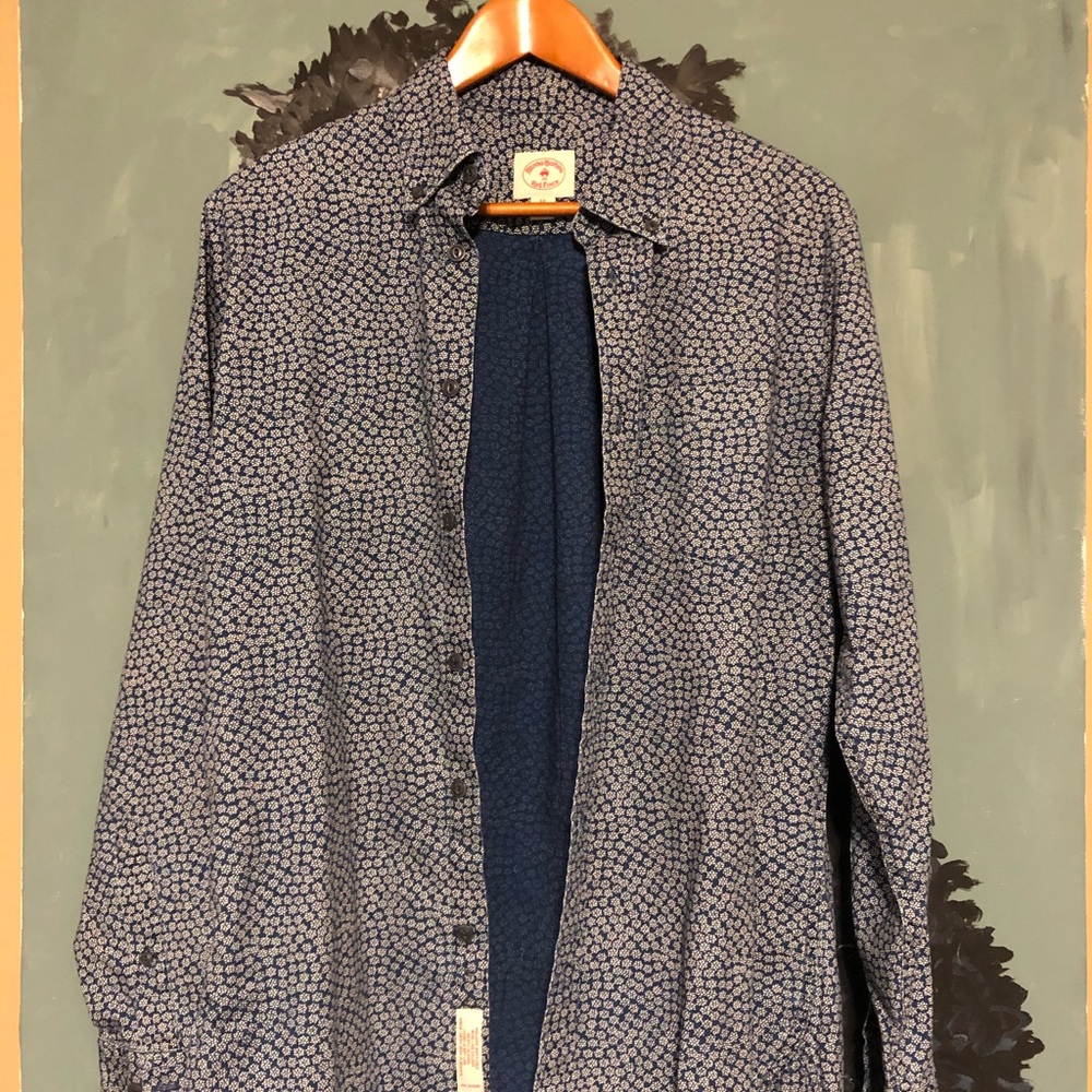 Brooks brother red fleece indigo shirt